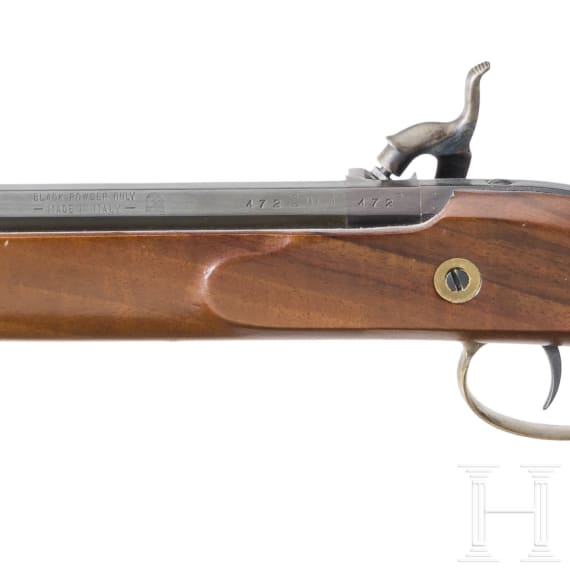 A percussion rifle, replica in the style of the so-called "Hawken Rifle"