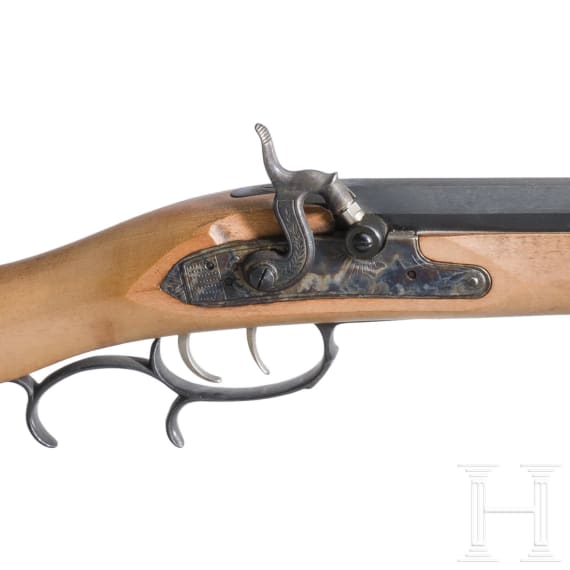 Two percussion rifles, replicas in the style of the "Hawken Rifle"