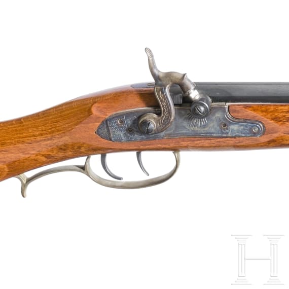 Two percussion rifles, replicas in the style of the "Hawken Rifle"