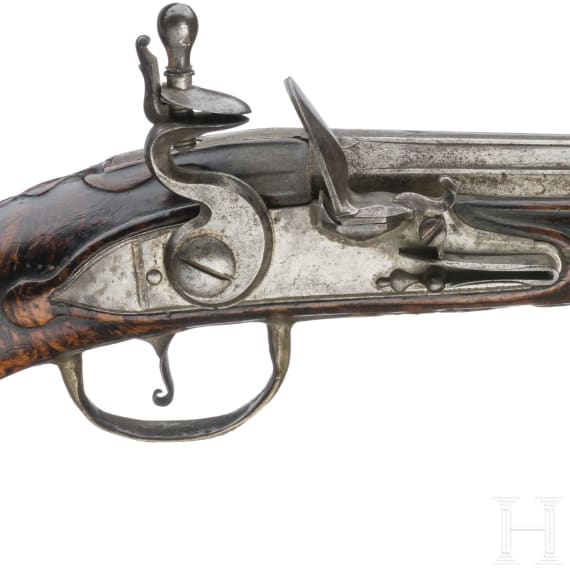 A pair of flintlock pistols by Devillers in Liege, circa 1750