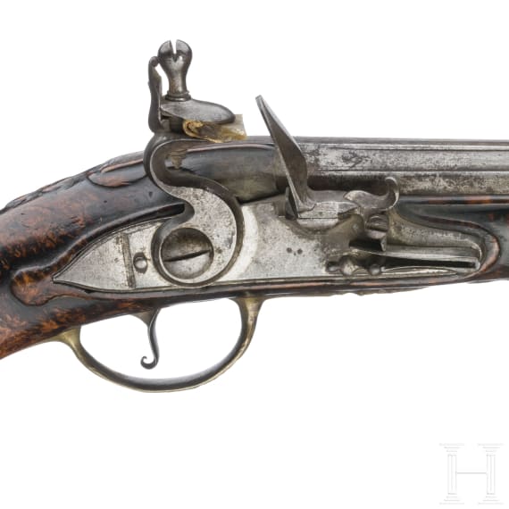 A pair of flintlock pistols by Devillers in Liege, circa 1750