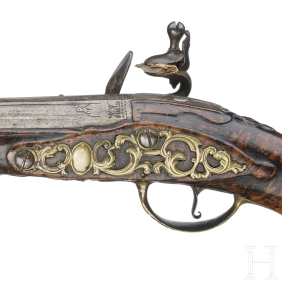 A pair of flintlock pistols by Devillers in Liege, circa 1750