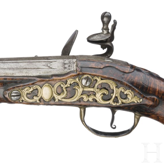 A pair of flintlock pistols by Devillers in Liege, circa 1750