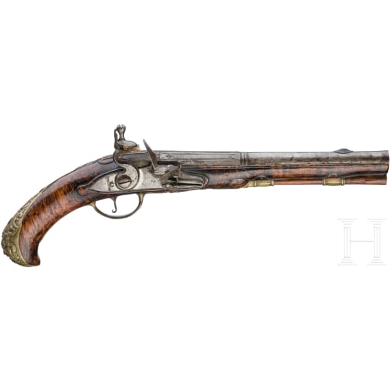 A pair of flintlock pistols by Devillers in Liege, circa 1750