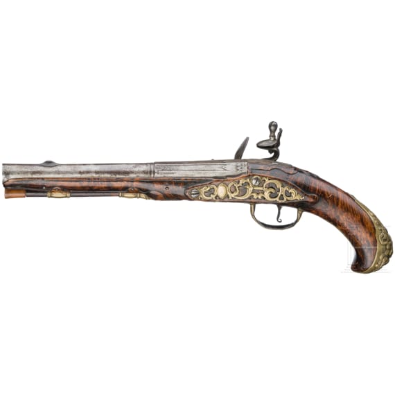 A pair of flintlock pistols by Devillers in Liege, circa 1750