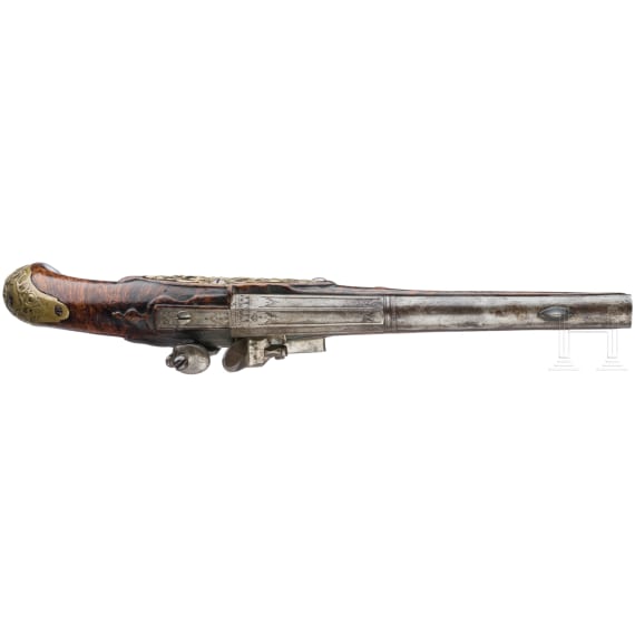 A pair of flintlock pistols by Devillers in Liege, circa 1750