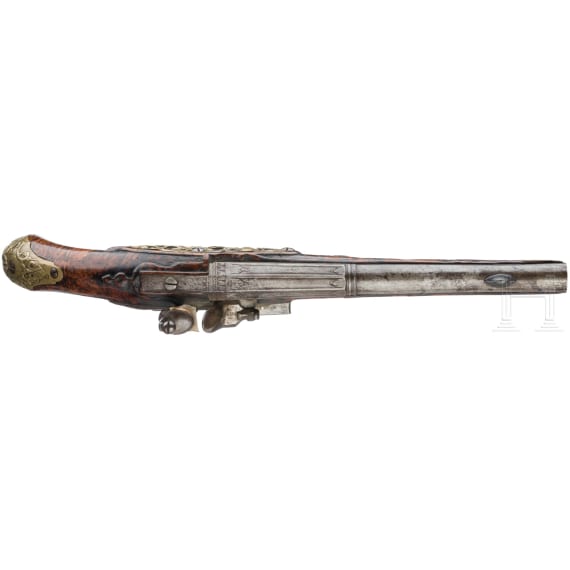 A pair of flintlock pistols by Devillers in Liege, circa 1750