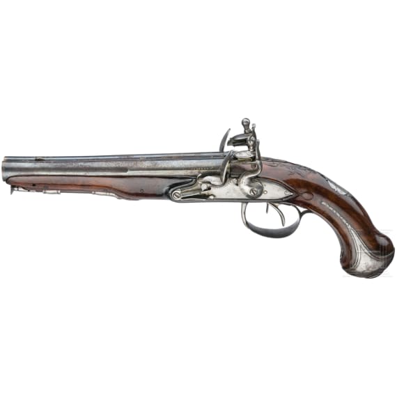 A French double-barreled flintlock pistol, circa 1760