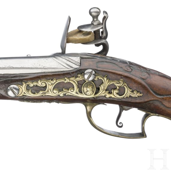 A French flintlock pistol, circa 1760
