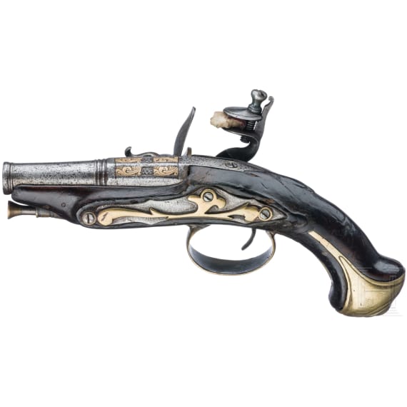 A Italian flintlock muff pistol made by Martinoni circa 1760