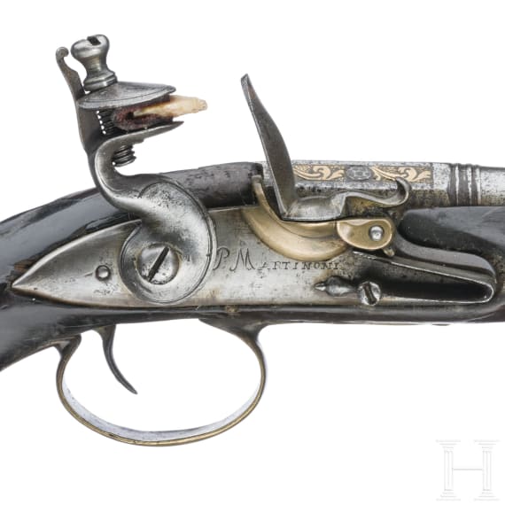 A Italian flintlock muff pistol made by Martinoni circa 1760