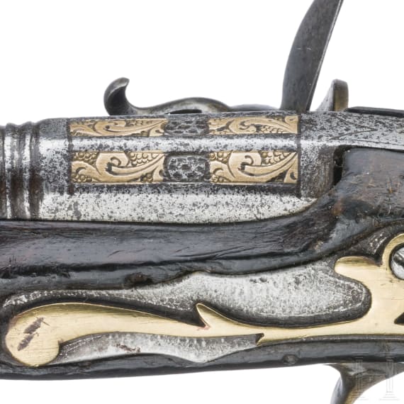 A Italian flintlock muff pistol made by Martinoni circa 1760