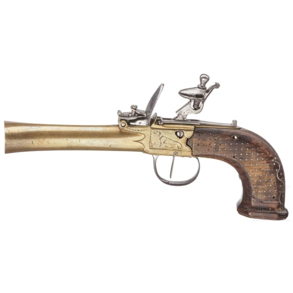 A French flintlock blunderbuss pistol, made of brass, ca. 1780