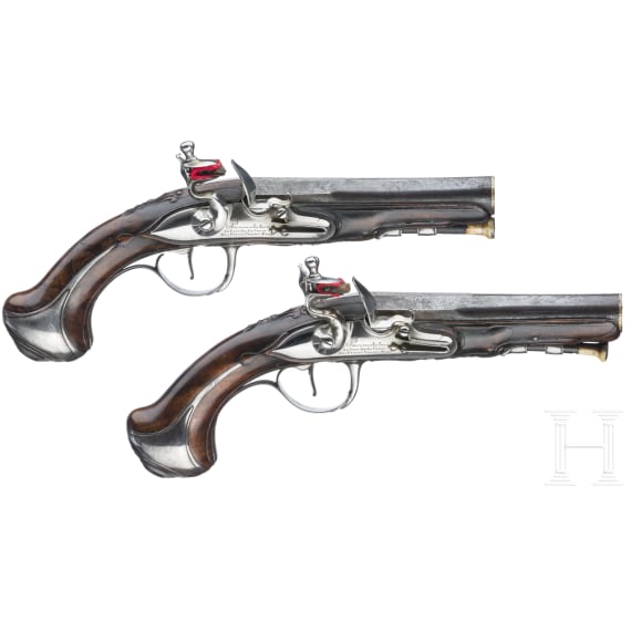 A pair of flintlock pistols, Pr&eacute;voteau Le Jeune, Paris, circa 1780