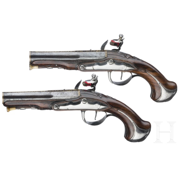 A pair of flintlock pistols, Pr&eacute;voteau Le Jeune, Paris, circa 1780