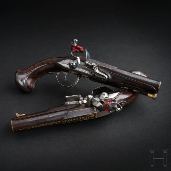 A pair of flintlock pistols, Pr&eacute;voteau Le Jeune, Paris, circa 1780