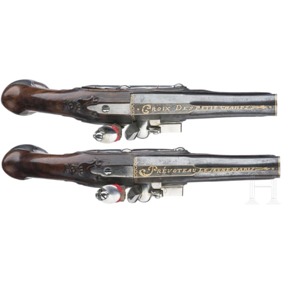 A pair of flintlock pistols, Pr&eacute;voteau Le Jeune, Paris, circa 1780