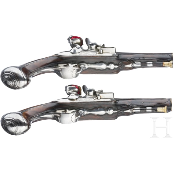 A pair of flintlock pistols, Pr&eacute;voteau Le Jeune, Paris, circa 1780