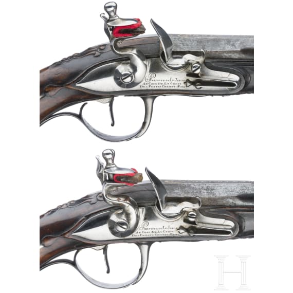 A pair of flintlock pistols, Pr&eacute;voteau Le Jeune, Paris, circa 1780