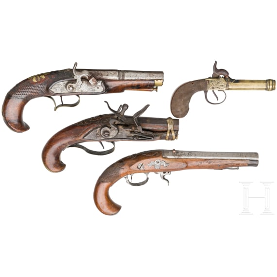 A small collection of South German flintlock and percussion pistols, 18th and 19th century