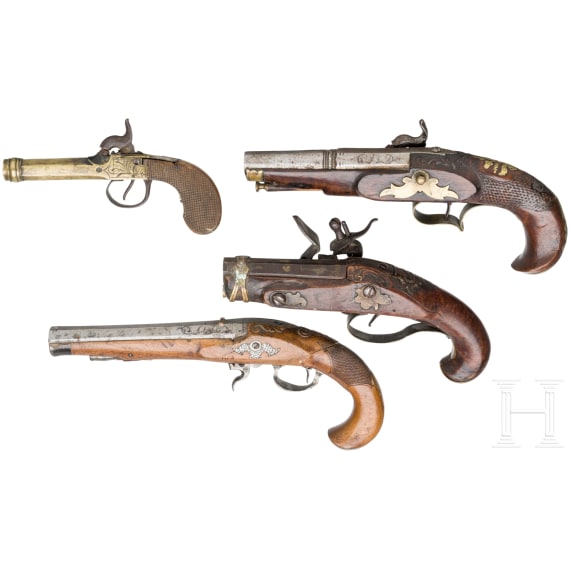 A small collection of South German flintlock and percussion pistols, 18th and 19th century