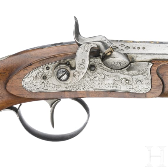 A percussion pistol by Strixner in Vienna, circa 1800