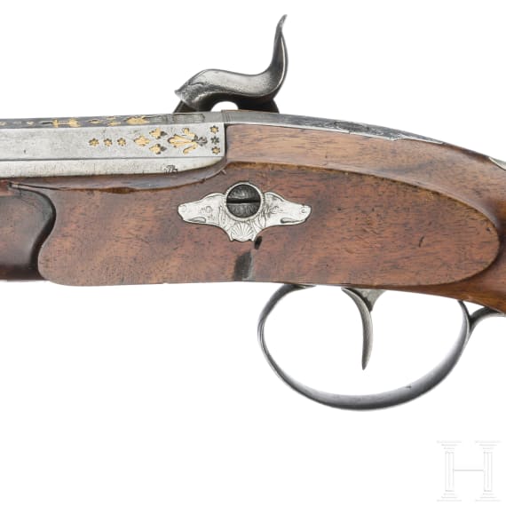 A percussion pistol by Strixner in Vienna, circa 1800