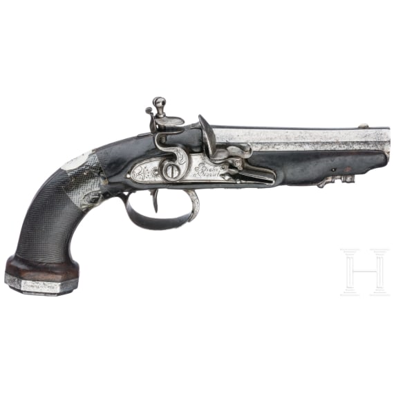 A French flintlock muff pistol made by Biche a Vesoul, France circa 1810
