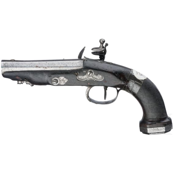 A French flintlock muff pistol made by Biche a Vesoul, France circa 1810