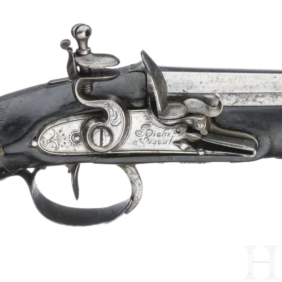 A French flintlock muff pistol made by Biche a Vesoul, France circa 1810