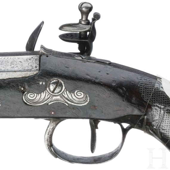 A French flintlock muff pistol made by Biche a Vesoul, France circa 1810