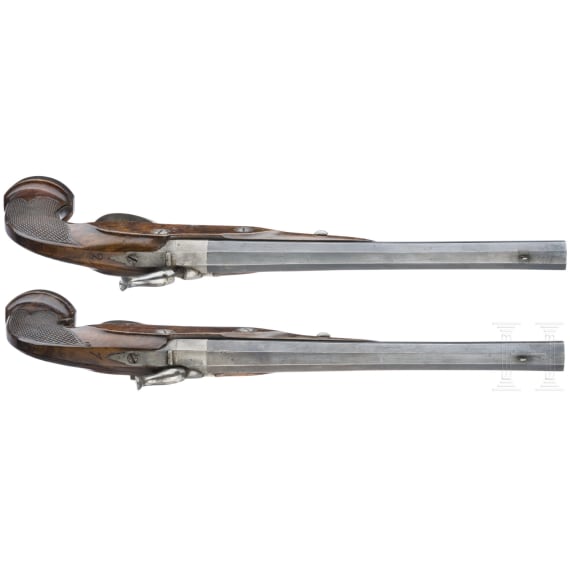 A pair of German percussion pistols, circa 1840