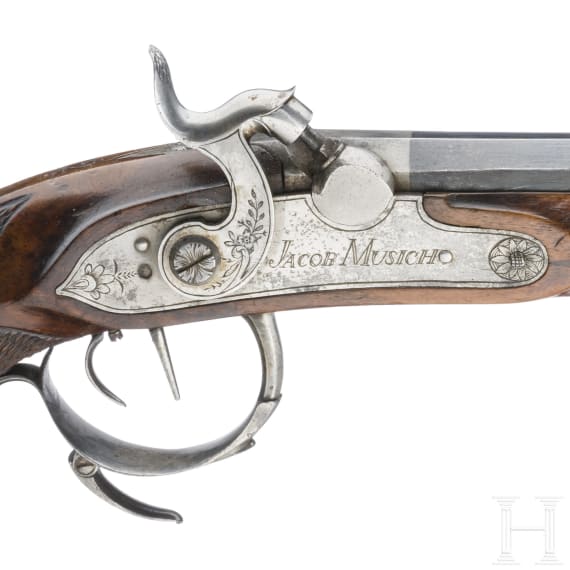 A pair of German percussion pistols, circa 1840