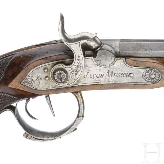 A pair of German percussion pistols, circa 1840