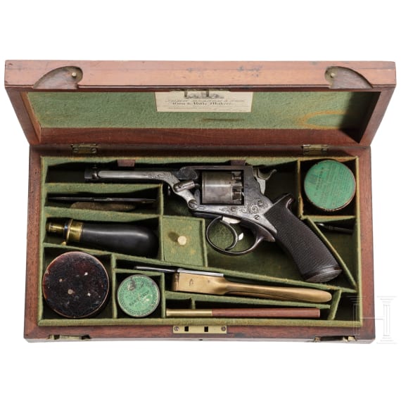 A cased percussion revolver by John Blanch & Son, London, Mod. Tranter; ca. 1840