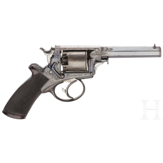 A cased percussion revolver by John Blanch & Son, London, Mod. Tranter; ca. 1840