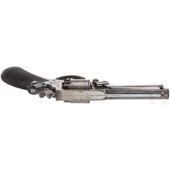 A cased percussion revolver by John Blanch & Son, London, Mod. Tranter; ca. 1840