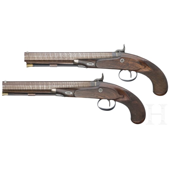 A pair of percussion pistols by Wheeler & Son in Birmingham, circa 1840