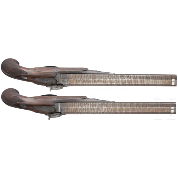 A pair of percussion pistols by Wheeler & Son in Birmingham, circa 1840