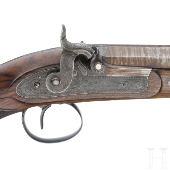A pair of percussion pistols by Wheeler & Son in Birmingham, circa 1840