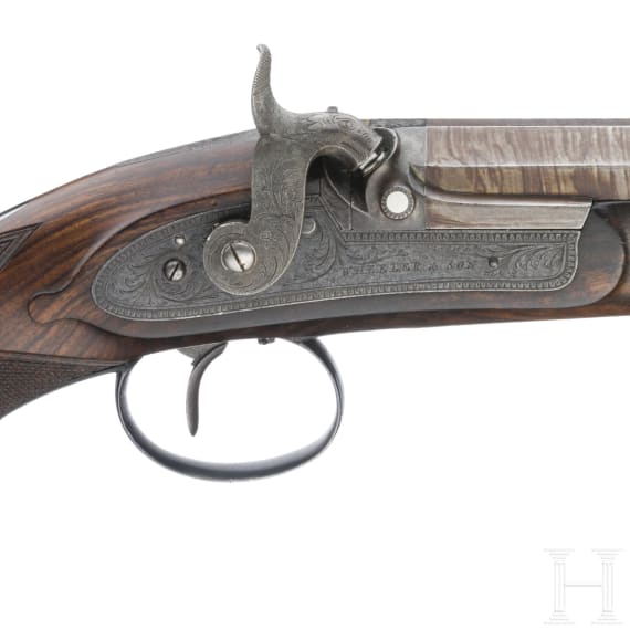 A pair of percussion pistols by Wheeler & Son in Birmingham, circa 1840