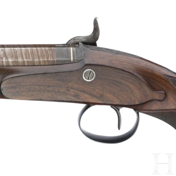 A pair of percussion pistols by Wheeler & Son in Birmingham, circa 1840