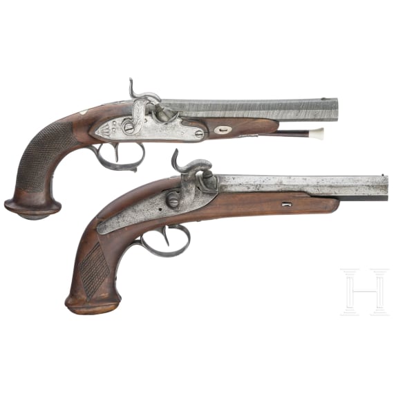 Two French or Belgian officer's pistols, circa 1840
