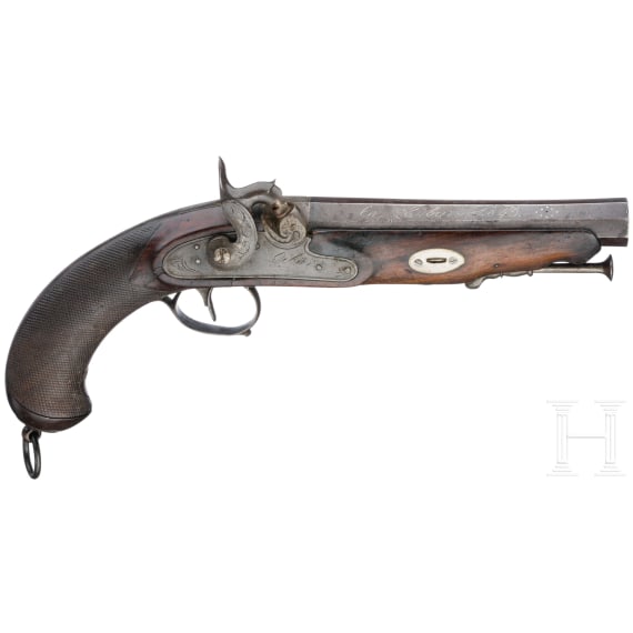 A percussion pistol, Eibar made 1848