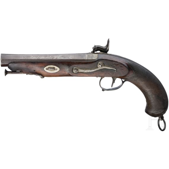 A percussion pistol, Eibar made 1848