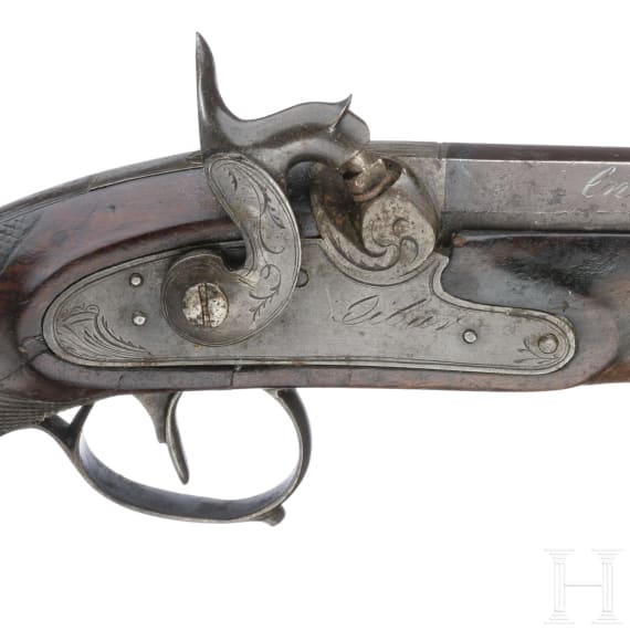A percussion pistol, Eibar made 1848