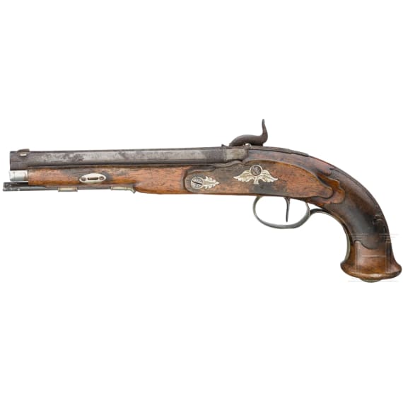 A German percussion pistol by B&ouml;ssel in Suhl, circa 1850