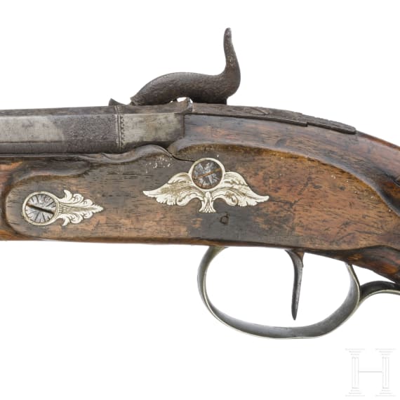 A German percussion pistol by B&ouml;ssel in Suhl, circa 1850