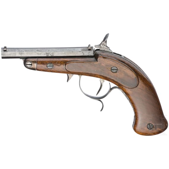 A German cased percussion pistol for indoor shooting, circa 1850