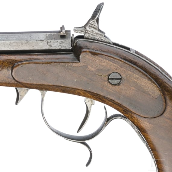 A German cased percussion pistol for indoor shooting, circa 1850
